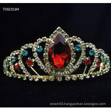 Big Red Stone Birthday Crown Tiaras For Children